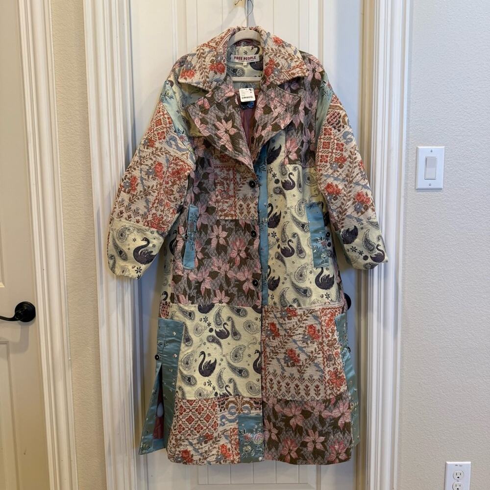 Free People Golden Hour Patchwork Jacquard Coat - Picture 5 of 9